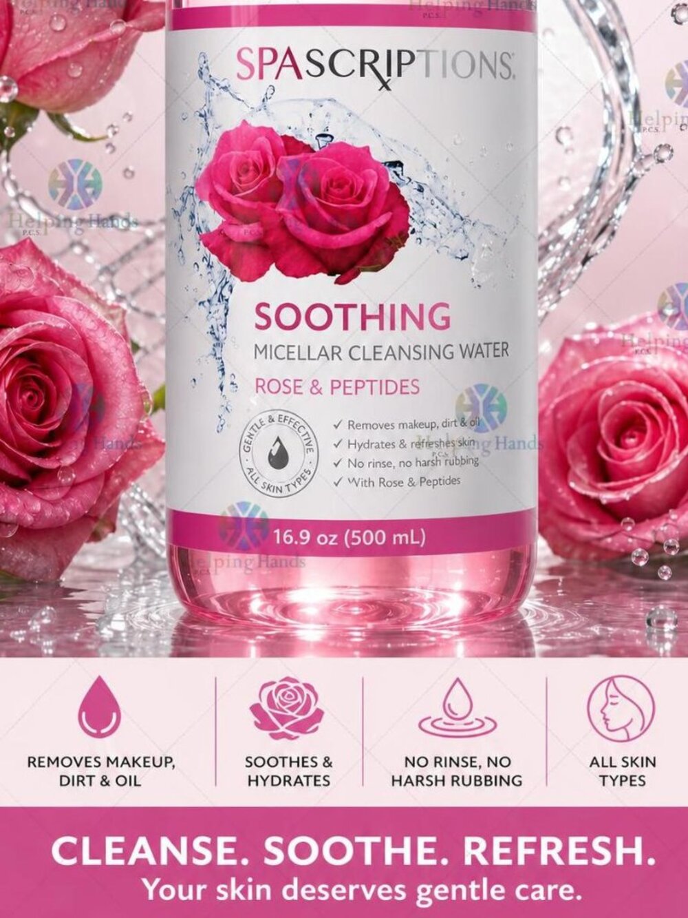 Spascriptions Soothing Micellar Cleansing Water Rose & Peptides - Removes Makeup